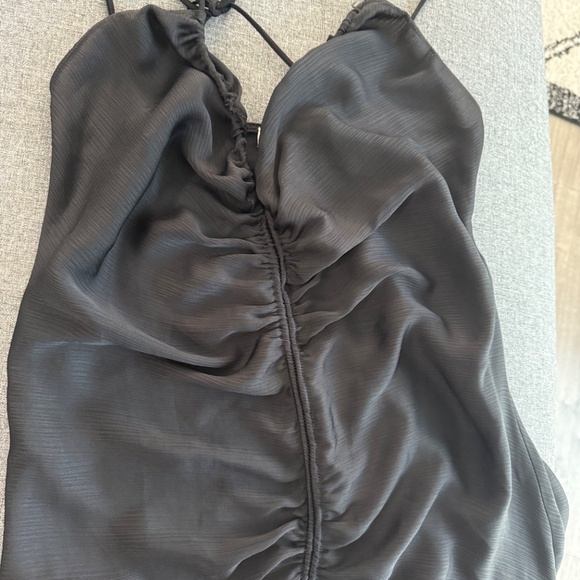 Free People Nothing Better Ruched Midi Slip Dress  XL Black New - Picture 4 of 15